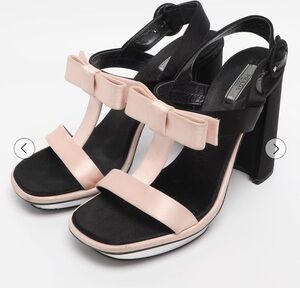 Prada Black and Cream Heeled Sandals